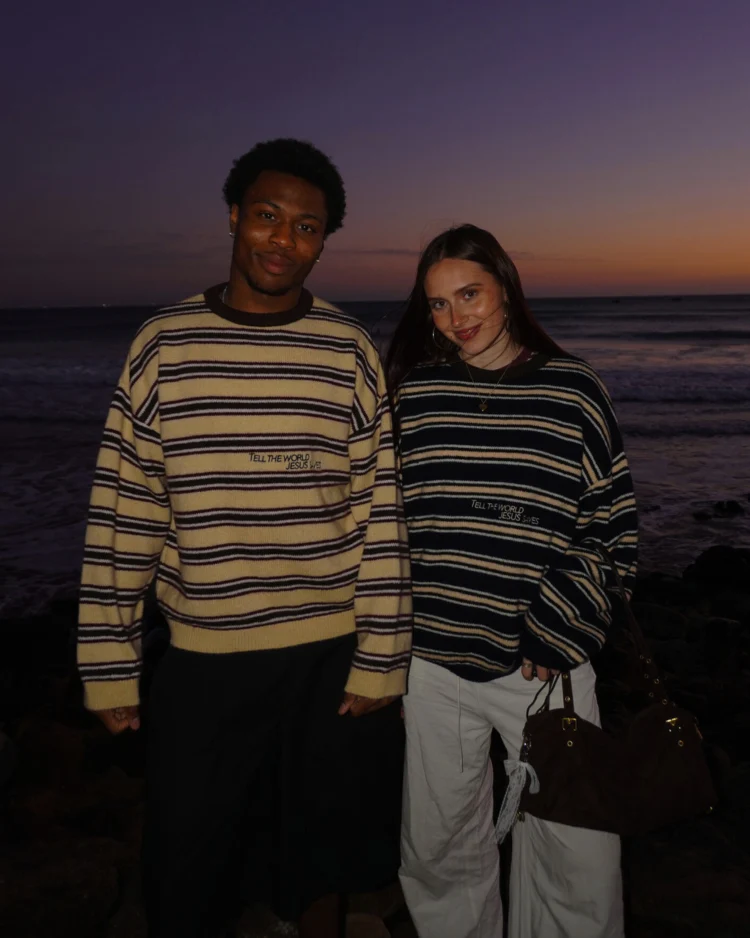 Striped Jesus Saves Knit Sweater - Image 5
